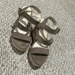 BC Footwear Born in California Vegan Wedge Suede Heels